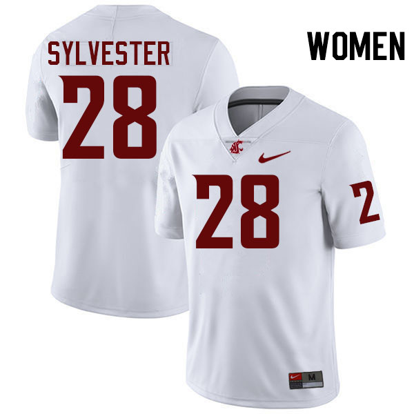 Women #28 Reece Sylvester Washington State Cougars College Football Jerseys Stitched-White